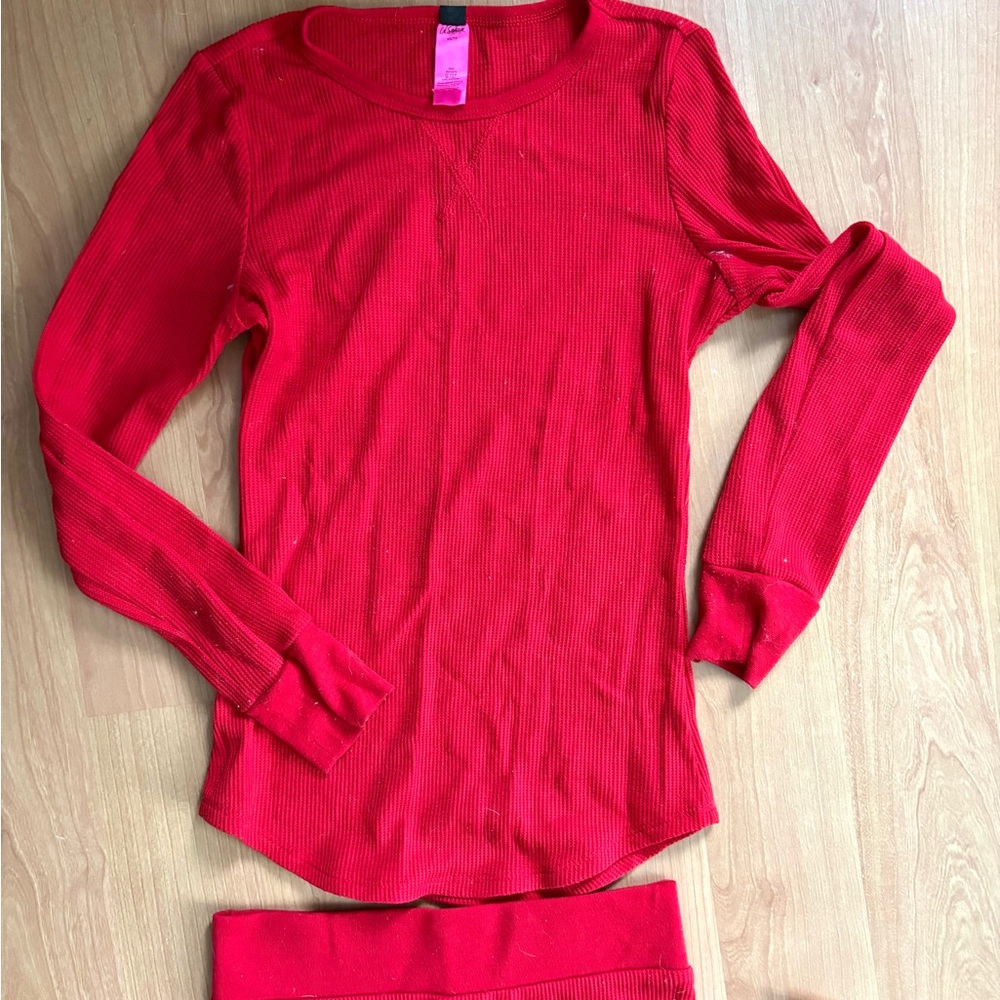 LaSenza Red Long Sleeve Thermal Top and Bottom Set